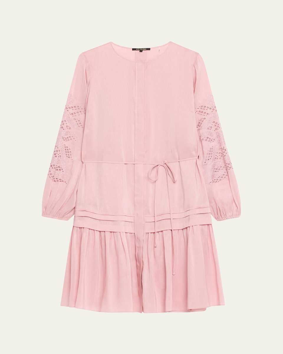 Carrie Eyelet-Embroidered Flounce Midi Dress
